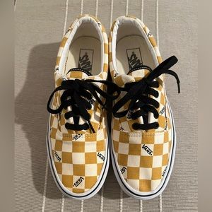 Vans Era, Big Check low tops. Yellow